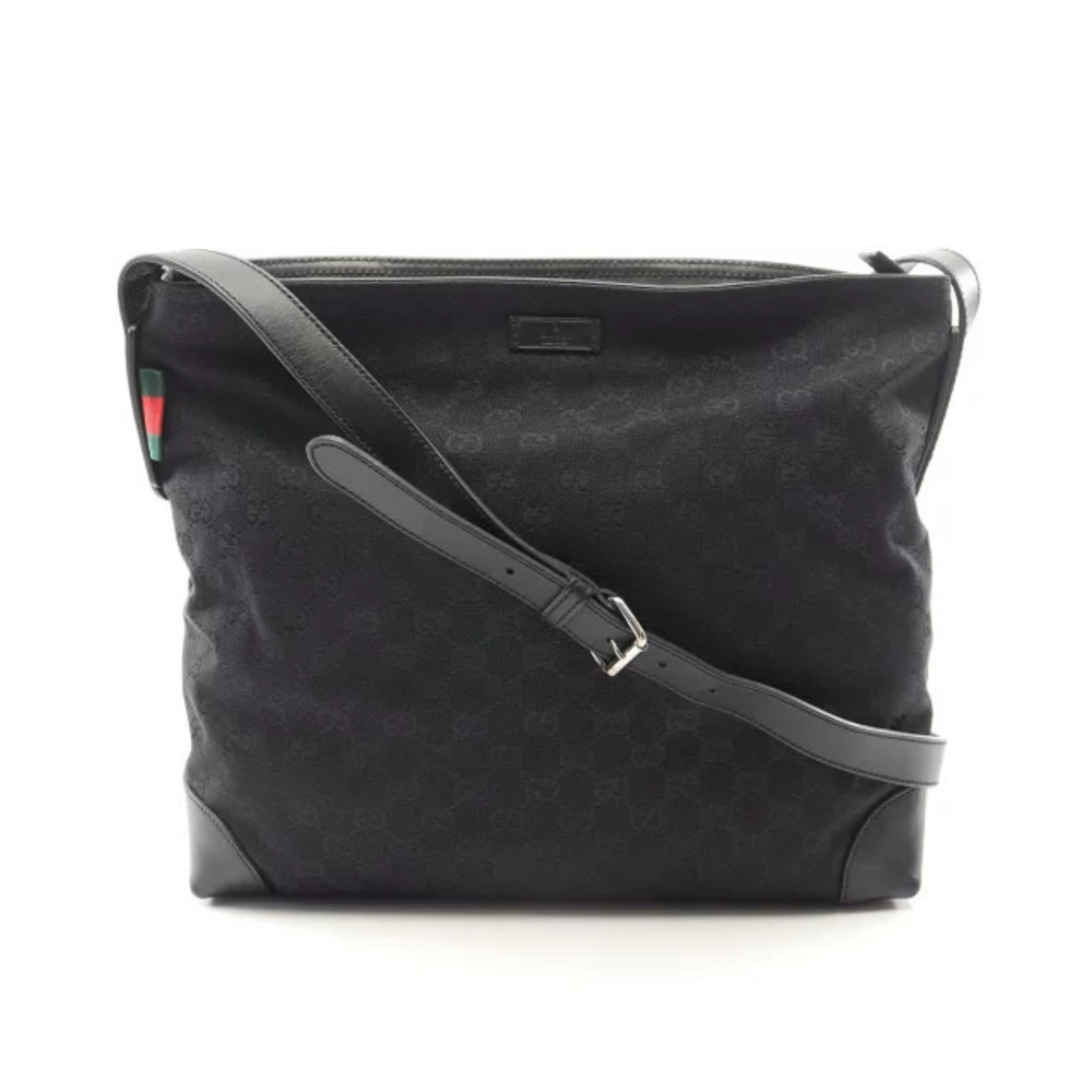 Gucci G Canvas Sherry Shoulder Bag Leather Black